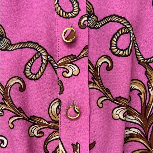 Milly Long Sleeve Pink and Brown Chain Patterned Dress, Size 8, NWOT - Picture 9 of 16